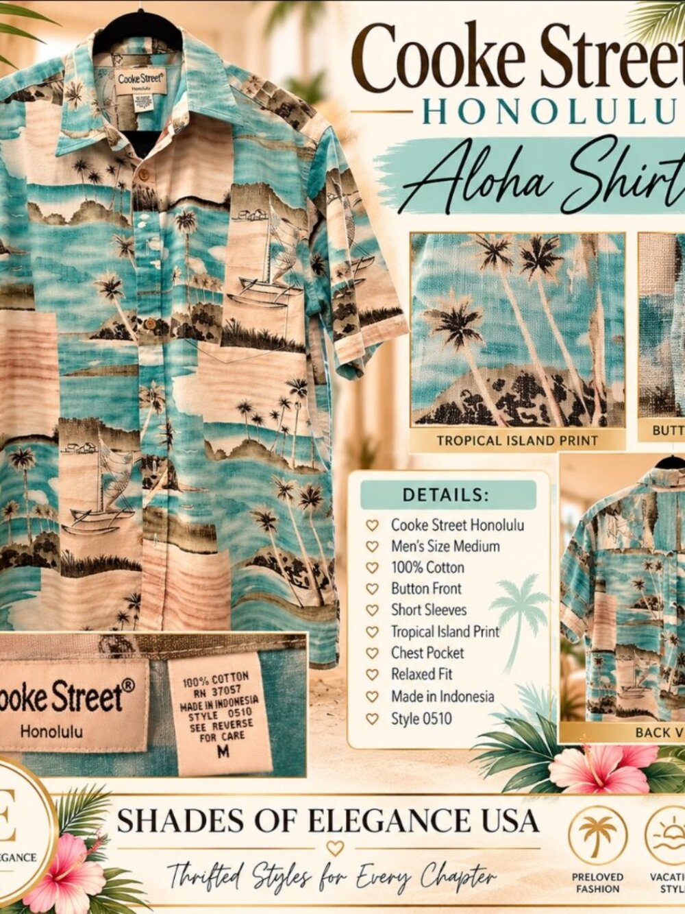 Mens Cooke Street Honolulu Aloha shirt